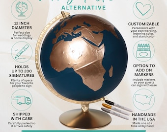 Personalized Wedding Guest Globe: Custom World Map Signing Globe