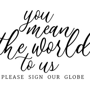 Guest Book Sign, Please Sign Our Globe Sign, Guestbook Sign, Globe Guestbook, You Mean The World To Us, Guest Book Globe, Wedding Sign