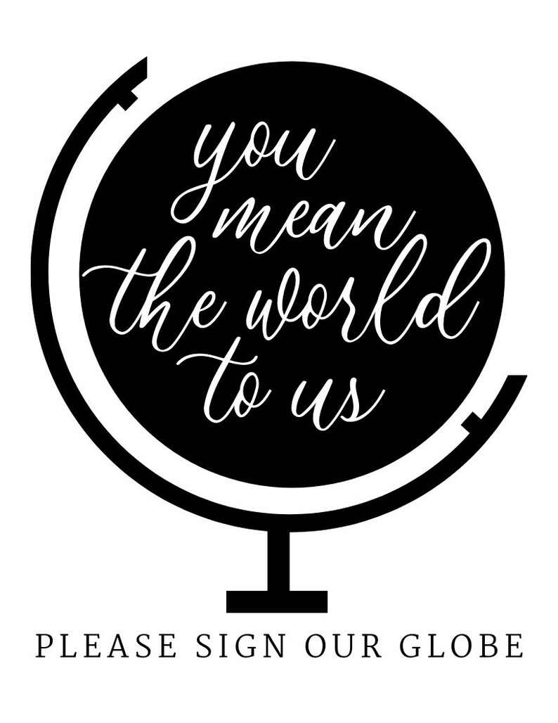Guest Book Sign Please Sign Our Globe Sign Guestbook Sign Etsy