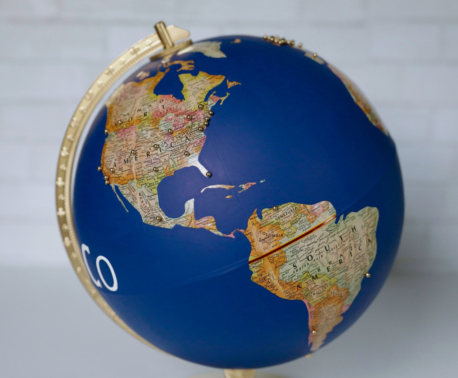 Travel Memory Globe Custom Calligraphy Push Pins Marking Destinations ...