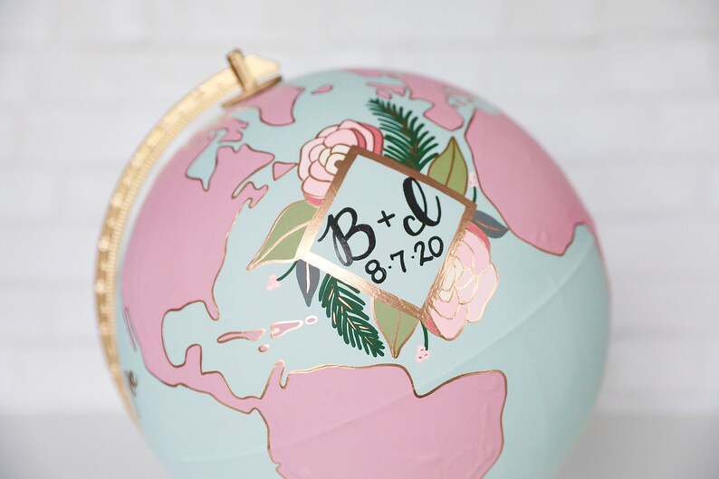 Large Guest Book Globe Floral Detail Wedding Globe Etsy