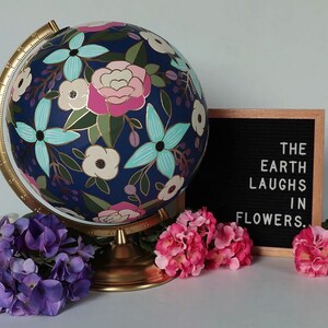 Custom Flowered Globe, Globe with Flowers, Hand Painted, Unique Globe Decor, Flower Pattern, Floral Globe, Floral Decor, Floral Home Decor image 8