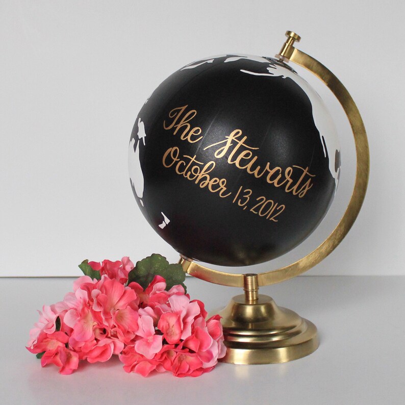 Custom Wedding Globe Perfect for Wedding Guestbook or Centerpiece Custom Colors and Quote or Names Hand Painted 8 Diameter image 2