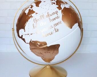 Wedding Guest Book Alternative Globe Guestbook World Map Custom Personalized Decor XL 16&quot; Big Large Weddings Guests Sign Globe Travel Theme