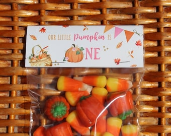 Bolsas de dulces para el primer cumpleaños de Little Pumpkin: recuerdos de fiesta de otoño (juego de 1 docena)