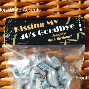 50th Birthday Party Favors | Kissing My 40's Goodbye | 50th Birthday Treat Bags 1975 Trivia | Milestone Birthday - Sold in sets of 1 dozen