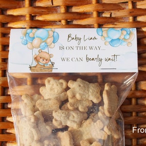 Baby Shower Bearly Wait Bear Treat Bag Toppers | Bears and Balloons Party Favors | Baby Boy or Girl - Sold in sets of 1 dozen