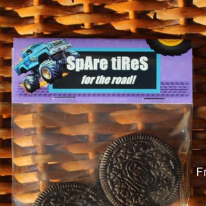 Monster Truck Birthday Party Favors: Personalized Treat Bag Toppers