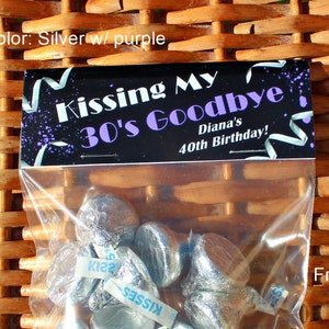40th Birthday Party Tops Treat Bag Topper | Personalized 40th Party Favor | 1984 Trivia | Kissing My 30's Goodbye - Sold in sets of 1 dozen