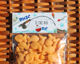 Bolsas de regalo de cumpleaños de pesca: Recuerdos de pesca, adornos personalizados (juego de 12)