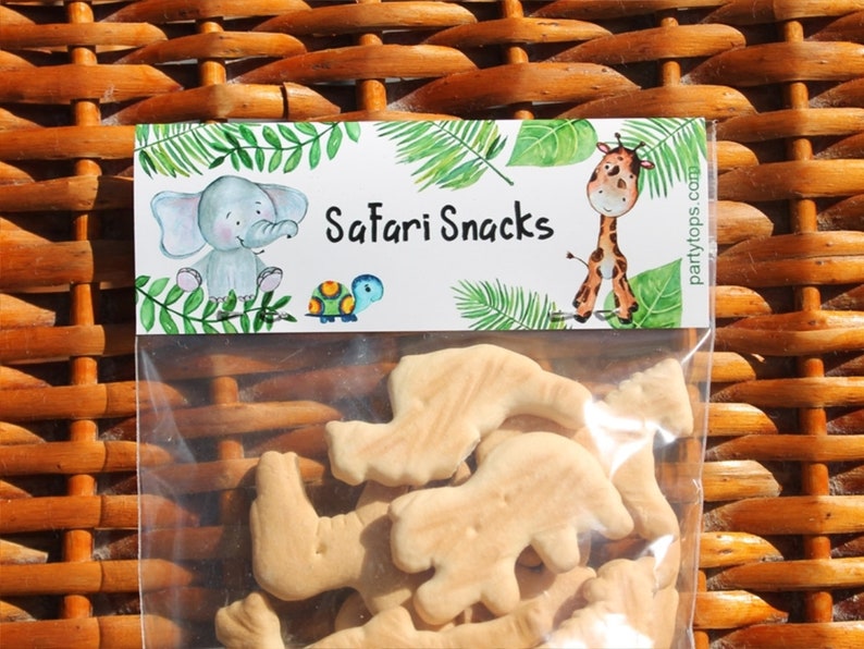 Whimsical Birthday Safari Snacks Treat Bags Zoo Jungle Animal Party Wild One Party Favors Safari Party Bags Sold in sets of 1 dozen image 2