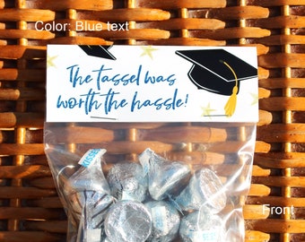 Graduation 2024 Party Favors | The Tassel Was Worth the Hassle | High School Graduation Treat Bags | Candy Bags - Sold in sets of 1 dozen