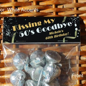 60th Birthday Party Favor Bags: 1966 Trivia, Personalized, Kissing 50's Goodbye - Set of 12 Bild 1