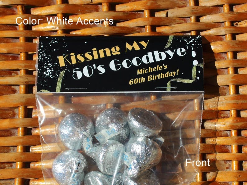 60th Birthday Party Favor Bags: 1966 Trivia, Personalized, Kissing 50's Goodbye - Set of 12 Bild 1