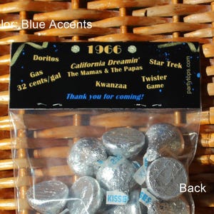 60th Birthday Party Favor Bags: 1966 Trivia, Personalized, Kissing 50's Goodbye - Set of 12 Bild 8