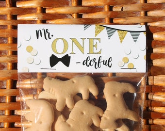 Adornos para bolsas de regalo de primer cumpleaños de Mr. Onederful (juego de 12)