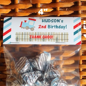 Choo Choo Train Birthday Treat Bags | Two Year Old | Chugga Chugga Two Two | 2nd Birthday Boy Candy Bags - Sold in sets of 1 dozen