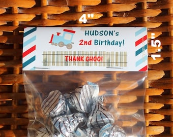 Bolsas de regalo para el segundo cumpleaños de Tren Choo Choo: recuerdos de fiesta personalizados (juego de 1 docena)