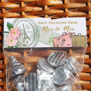 Bridal Shower Party Favor | Traveling from Miss to Mrs. Travel Bridal Favor | Wedding Shower Personalized Treat Bag - Sold in sets of 1 doz
