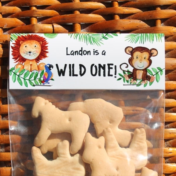 Whimsical Birthday Safari Snacks Treat Bags | Zoo Jungle Animal Party | Wild One Party Favors | Safari Party Bags - Sold in sets of 1 dozen