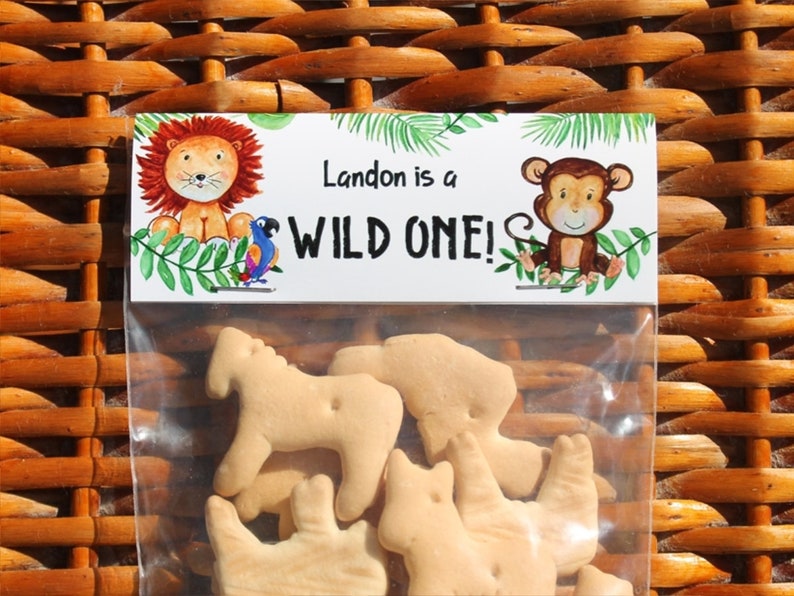 Whimsical Birthday Safari Snacks Treat Bags Zoo Jungle Animal Party Wild One Party Favors Safari Party Bags Sold in sets of 1 dozen image 1