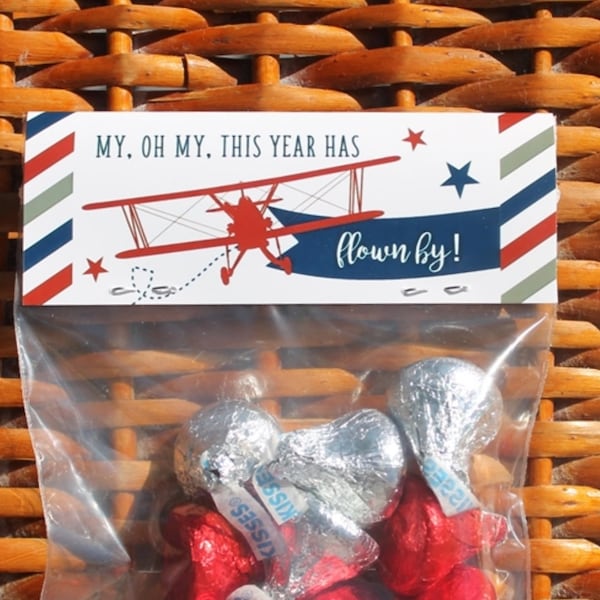 1st Birthday Time Flies Airplane | First Year Flown By | First Birthday Airplane Party Favors | Vintage Airplane - Sold in sets of 1 dozen