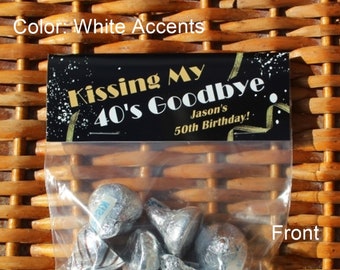 50th Birthday Party Favors | Kissing My 40's Goodbye | 50th Birthday Treat Bags 1974 Trivia | Milestone Birthday - Sold in sets of 1 dozen