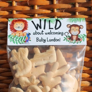 Safari Animal Baby Shower Treat Bags: Personalized Party Favors (Set of 1 Dozen)