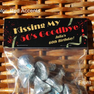 60th Birthday Party Favor Bags: 1966 Trivia, Personalized, Kissing 50's Goodbye - Set of 12 Bild 3