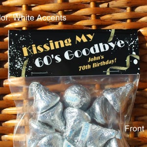 70th Birthday Party Favor | Kissing My 60's Goodbye | 70th Birthday Celebration | 70th Treat Bags | 1955 Birth Year - Sold in sets of 12
