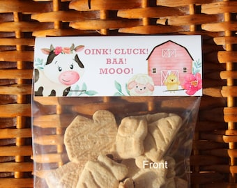 Floral Farm Animals Birthday Party Favor Bags: Personalized Treat Bags (Set of 12)
