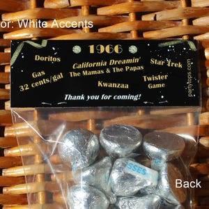 60th Birthday Party Favor Bags: 1966 Trivia, Personalized, Kissing 50's Goodbye - Set of 12 Bild 2