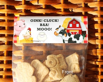 Bolsas de regalo de cumpleaños de animales de granja: recuerdos personalizados para fiestas de granja (juego de 12)
