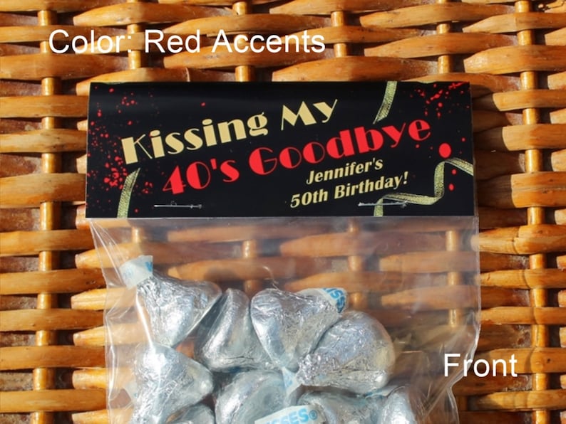 50th Birthday Party Favors Kissing My 40's Goodbye 50th Birthday Treat Bags 1974 Trivia Milestone Birthday Sold in sets of 1 dozen image 7