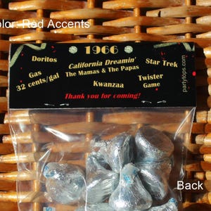 60th Birthday Party Favor Bags: 1966 Trivia, Personalized, Kissing 50's Goodbye - Set of 12 Bild 4