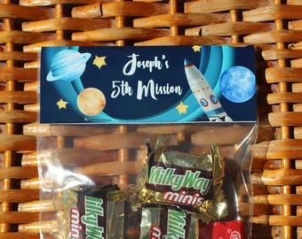Bolsas de regalo personalizadas del espacio exterior: recuerdos de cumpleaños con temática de cohetes (juego de 12)