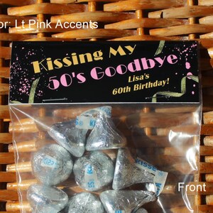 60th Birthday Party Favor Bags: 1966 Trivia, Personalized, Kissing 50's Goodbye - Set of 12 Bild 5