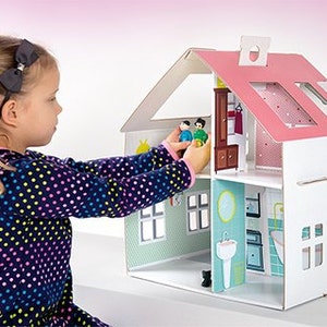 Dream house out of cardboard, dollhouse, paper toy, eco toy, creative toy image 1