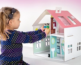 Dream house out of cardboard, dollhouse, paper toy, eco toy, creative toy;