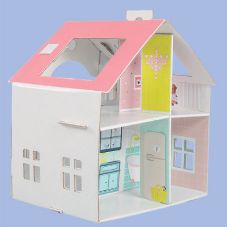 Dream house out of cardboard, dollhouse, paper toy, eco toy, creative toy image 3