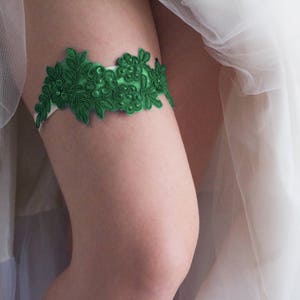 Bridal Garter GREEN Garder JAMIE Celtic Irish Greenery Spring Wedding Grass Outdoor Ceremony Reception Nature Forest Gift Keep and Toss Set