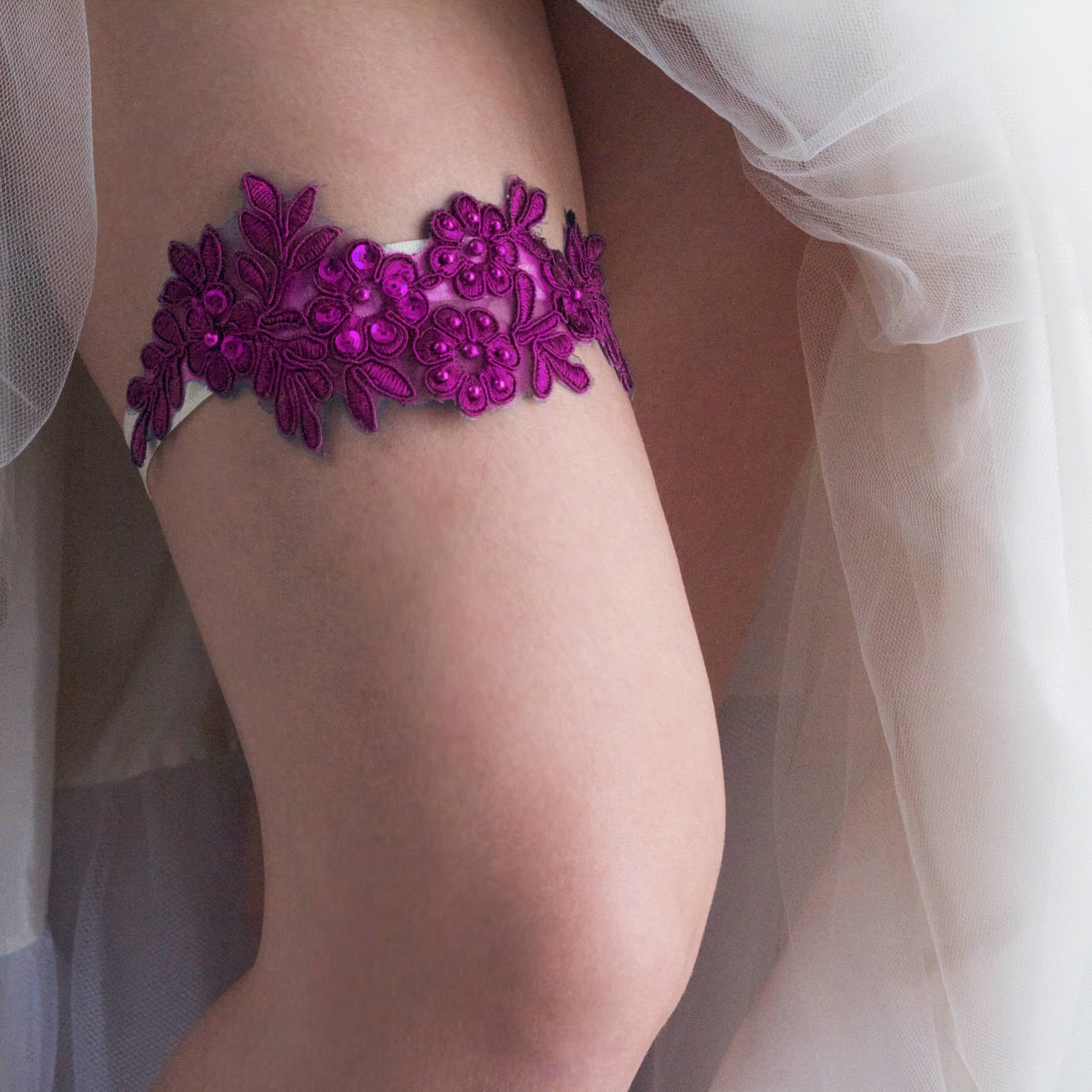 Non-Slip Garter Pink MAGENTA Fuschia Fuchia Fusha Wedding Garder JAMIE Keep and Toss Set Available Destination Tropical Resort Beach Bridal