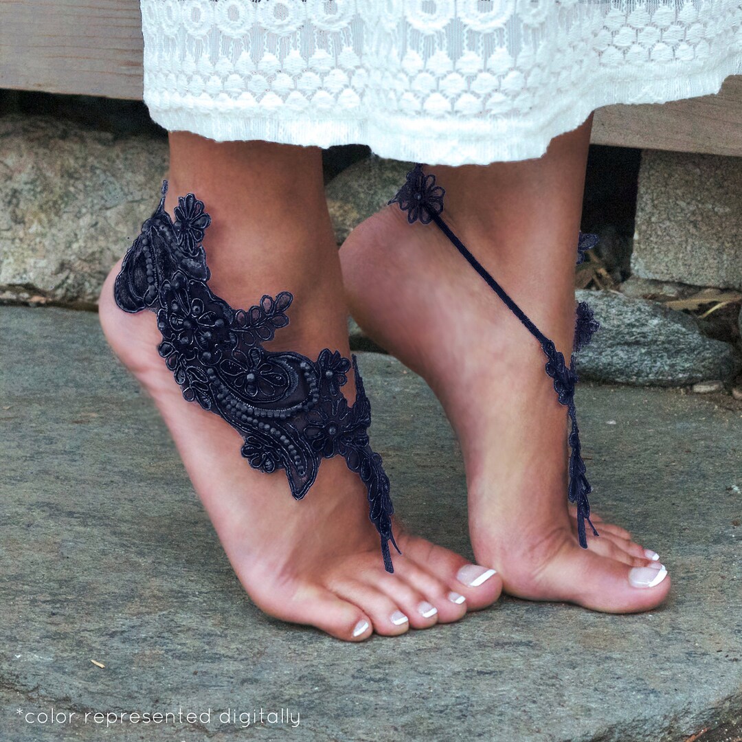 MIDNIGHT BLUE Barefoot Flip Flops LISA Wedding Dancer - Etsy