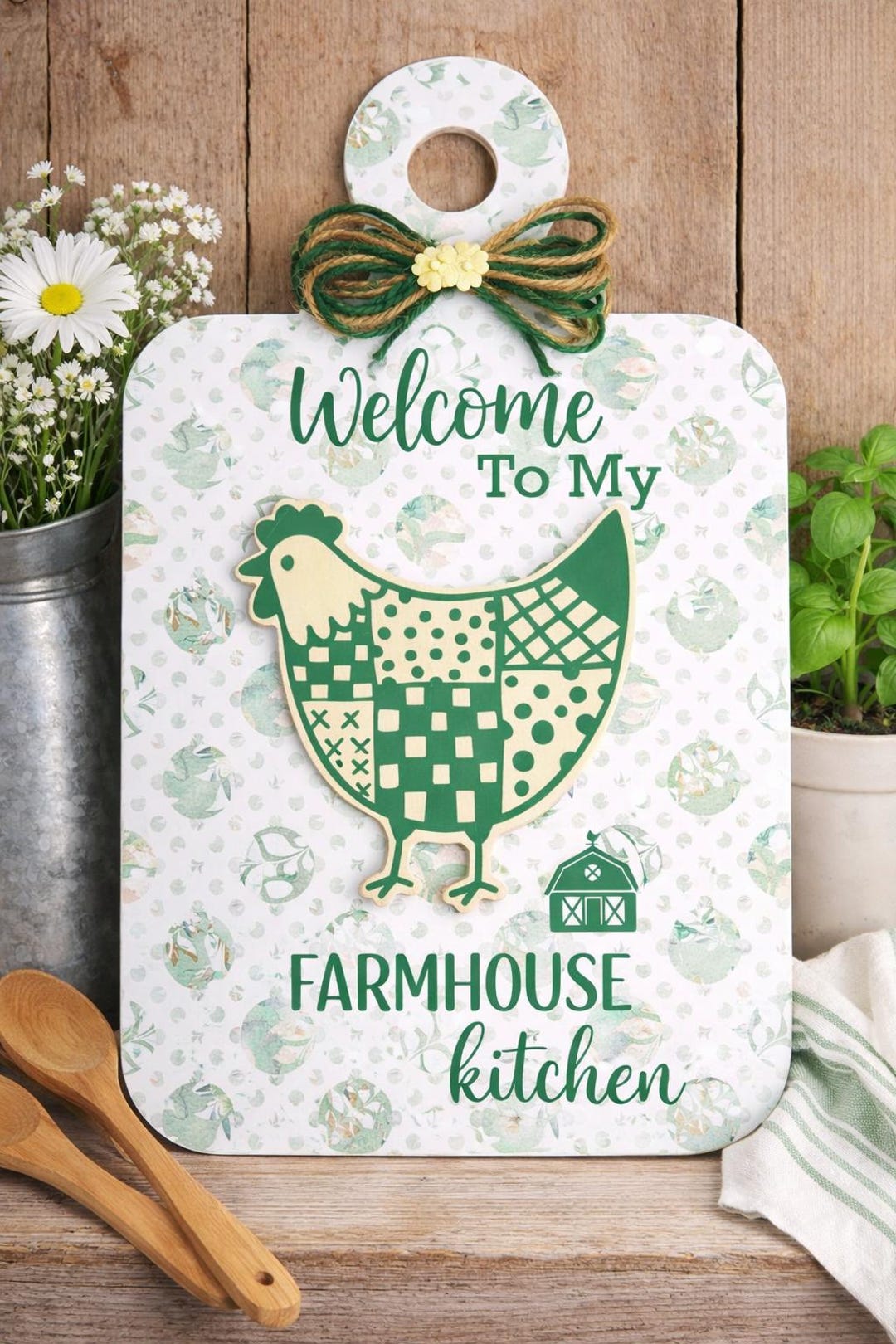Decorative Cutting Board Rustic Farmhouse Kitchen Sign With Chicken ...