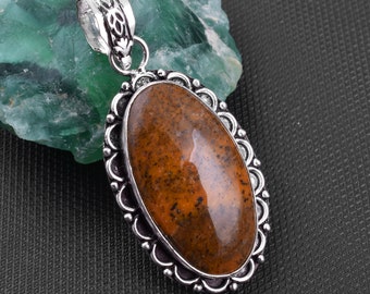 Genuine Jasper Gemstone Pendant,Jasper Silver Overlay Pendant For Women/'s Jewelry,Jasper Oval Shape Gemstone Pendant Jewelry,Jasper #SDSP54