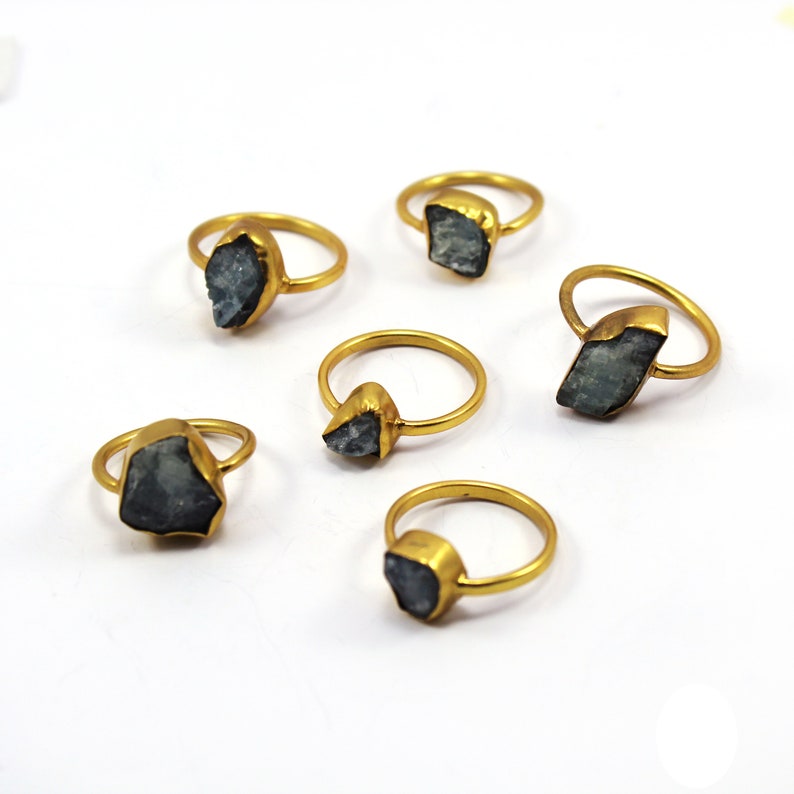 Solid Brass Ring Cocktail Ring 18k Gold Plated Ring Rough Apatite Ring Rough Raw Stone Ring Raw Apatite ring Natural Gemstone Ring