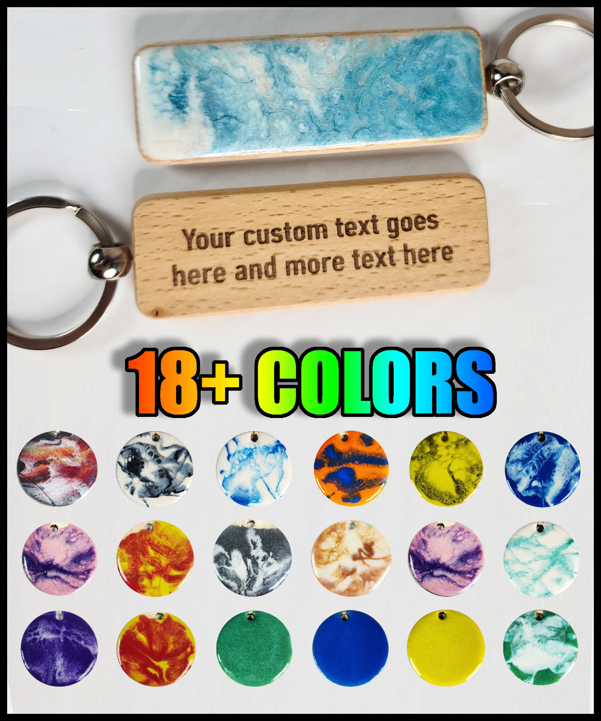Resin Custom Keychain Wood Keychain Resin Keychain Etsy