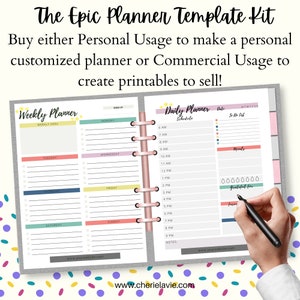 Epic Planner Printable Template Kit Customized Planner Undated Digital Download Monthly, Weekly, Daily Goal Planner Calendar image 5