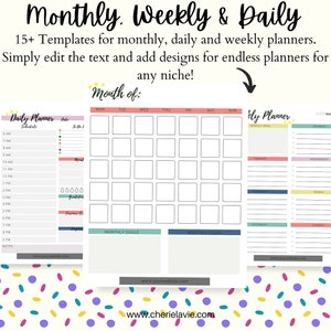 Epic Planner Printable Template Kit Customized Planner Undated Digital Download Monthly, Weekly, Daily Goal Planner Calendar image 3