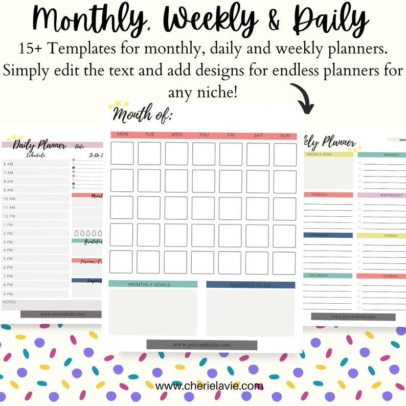 Epic Planner Printable Template Kit Customized Planner Undated Digital Download Monthly, Weekly, Daily Goal Planner Calendar image 3